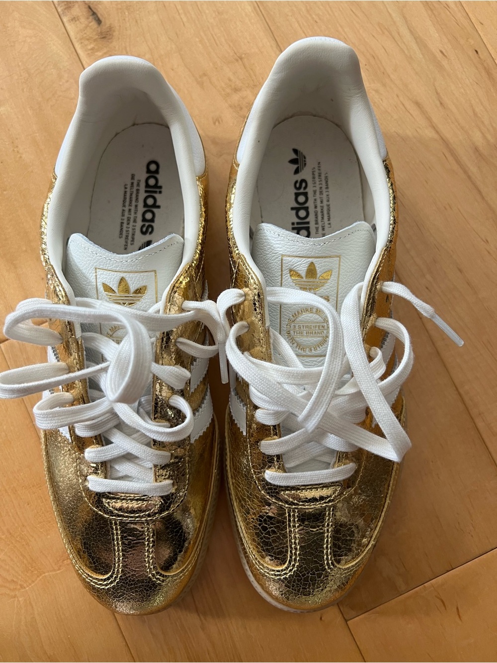 adidas Metallic Gold Sneakers with White Accents